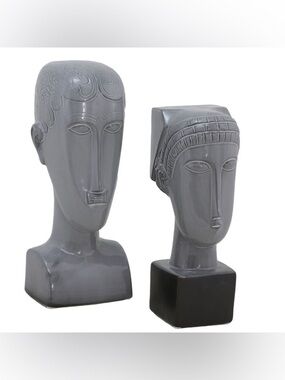 Deco 79 Eclectic Ceramic Woman/Man Head Sculpture